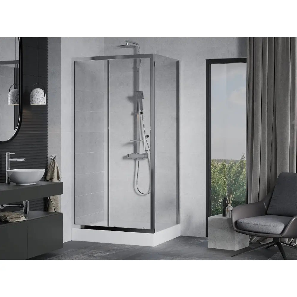 Dusjhjørne med Dusjbrett 120x90 Cm Skyvedør Gjennomsiktig Krom
