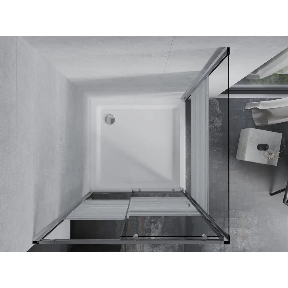 Dusjhjørne med Dusjbrett 90x90 Cm Skyvedør Striper Krom