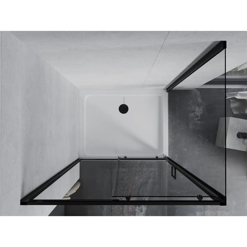Dusjhjørne med Dusjbrett 130x70 Cm Skyvedør Gjennomsiktig Svart
