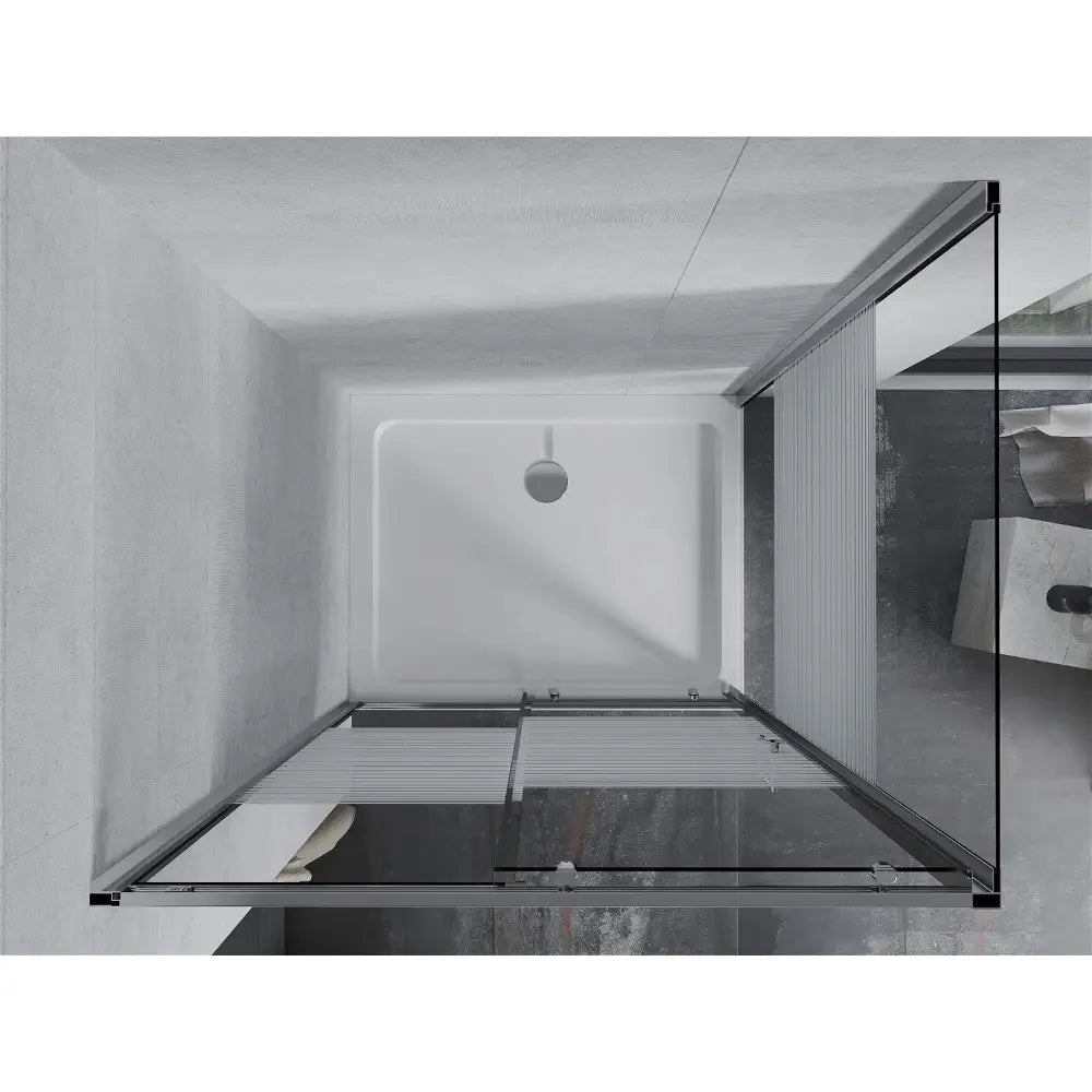 Dusjhjørne med Dusjbrett 120x100 Cm Skyvedør Striper Krom