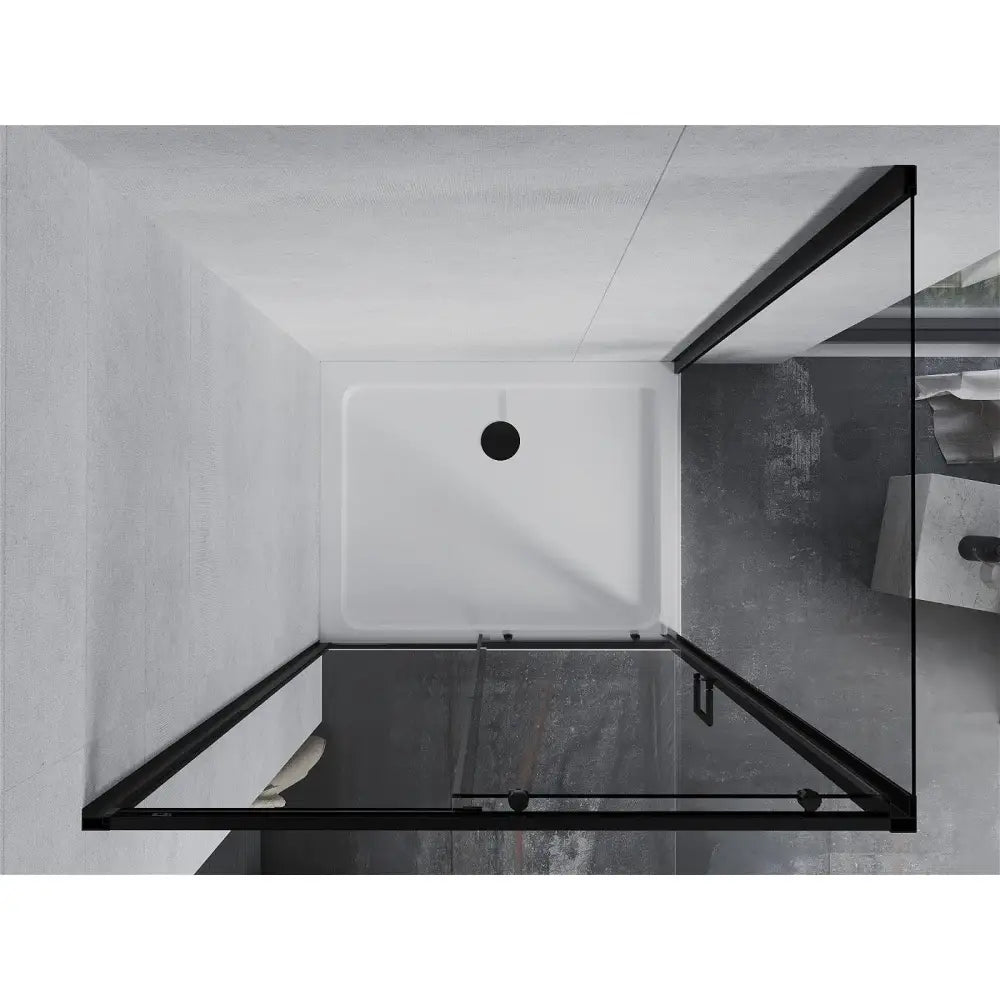Dusjhjørne med Dusjbrett 110x100 Cm Skyvedør Gjennomsiktig Svart