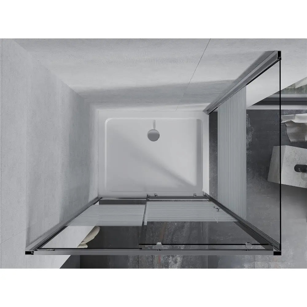 Dusjhjørne med Dusjbrett 110x70 Cm Skyvedør Striper Krom