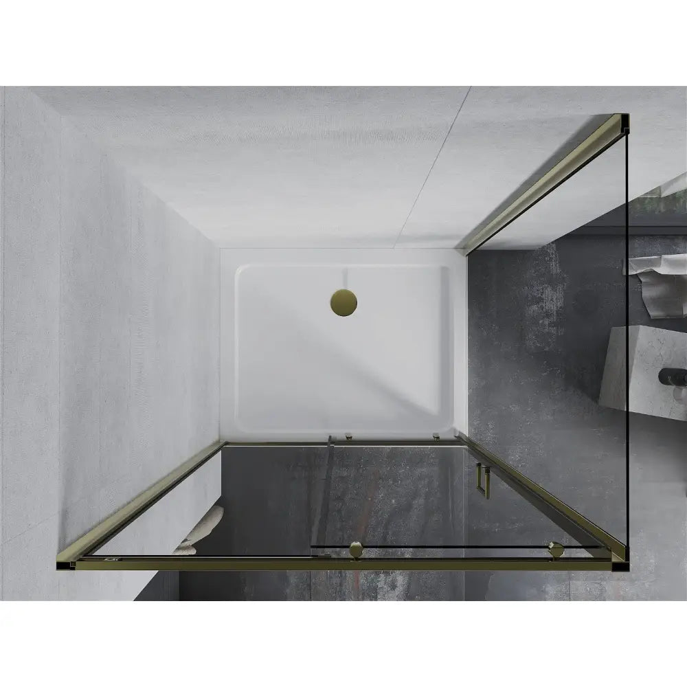 Dusjhjørne med Dusjbrett 120x90 Cm Skyvedør Gjennomsiktig Gull