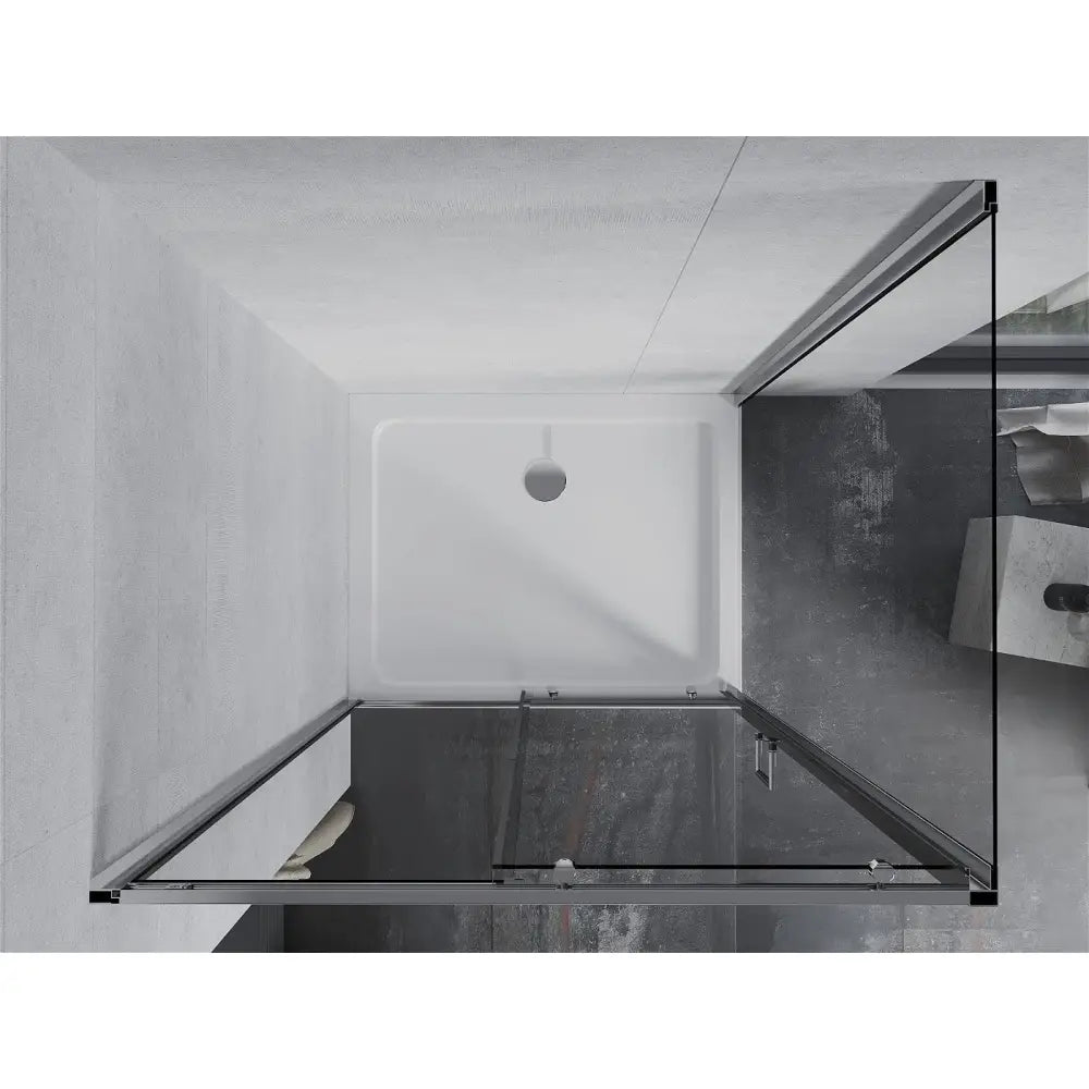 Dusjhjørne med Dusjbrett 140x80 Cm Skyvedør Transparent Krom + Lav Dusjkar