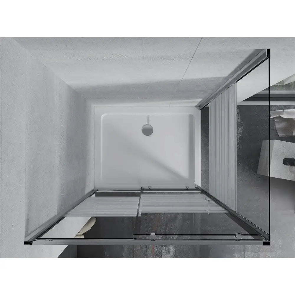 Dusjhjørne med Dusjbrett 90x70 Cm Skyvedør Striper Krom