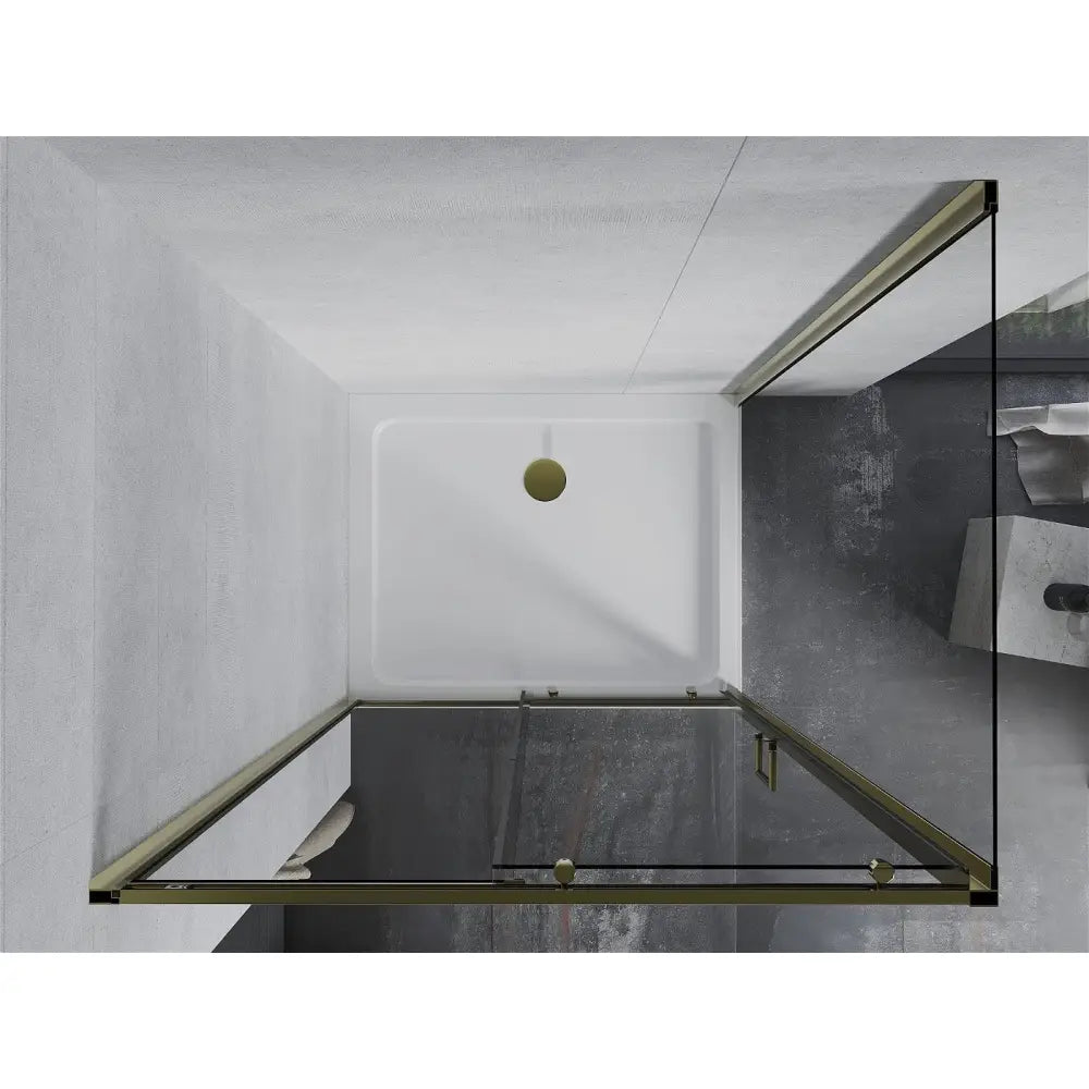Dusjhjørne med Dusjbrett 110x70 Cm Gjennomsiktig Gull