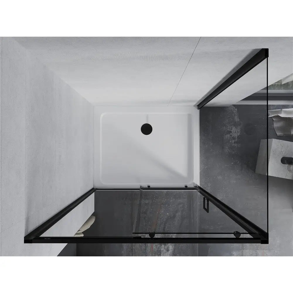 Dusjhjørne med Dusjbrett 130x90 Cm Gjennomsiktig Svart