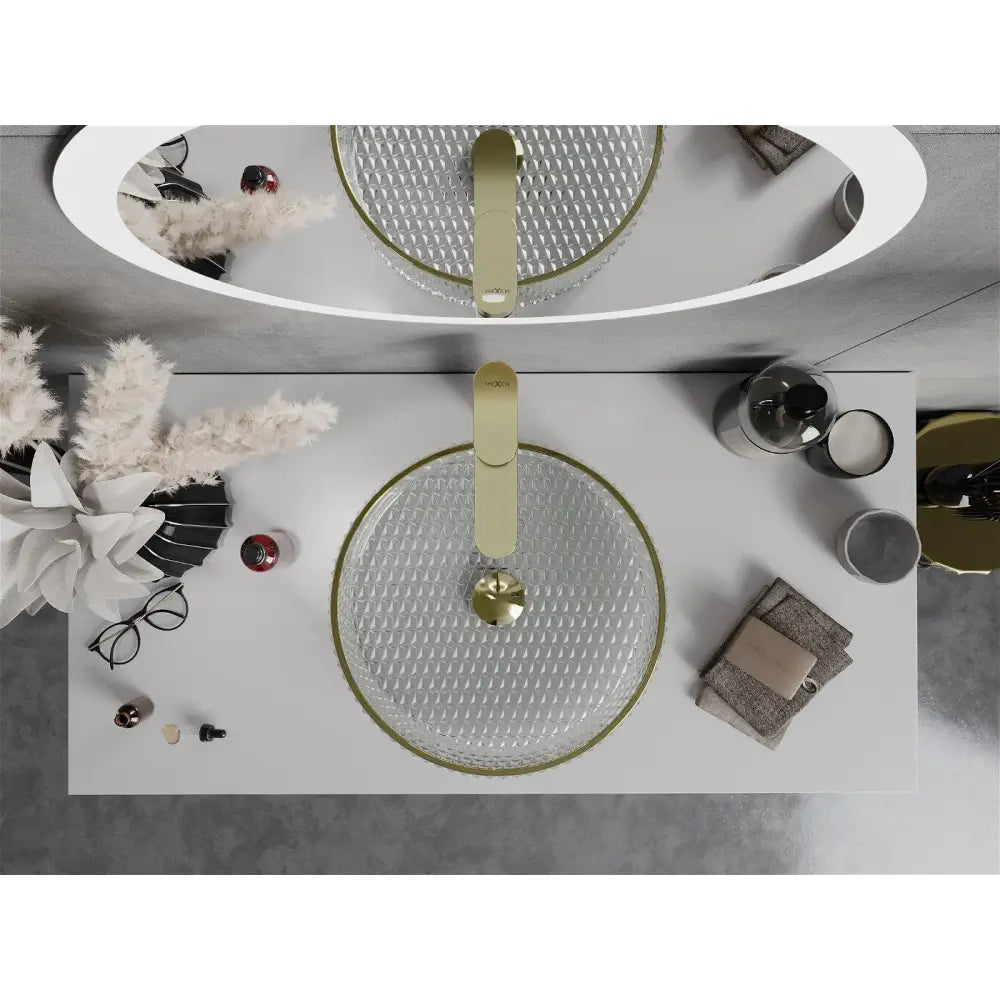 Mexen Aura Glasservant for Benkeplate 39x39 Cm Gjennomsiktig/gull