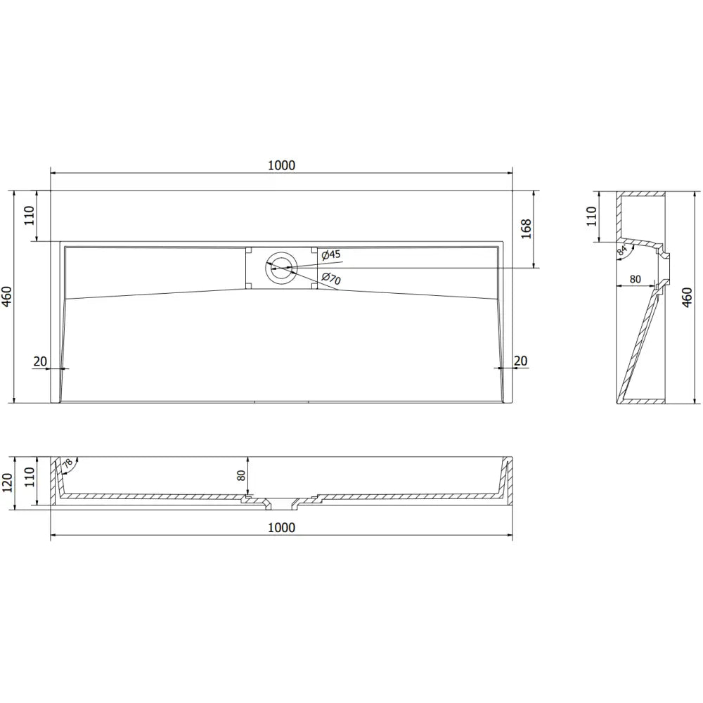 Mexen Ava Benkeplatevask i Kompositt B/o 100x46 Cm Hvit