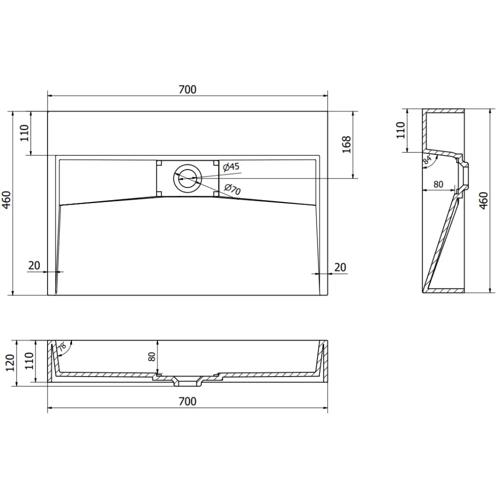 Mexen Ava Servant for Montering på Benkeplate Laget av Komposittstein B/u 70x46 Cm Svart –