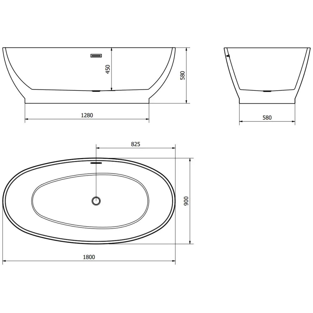 Mexen Bilbao Frittstående Badekar 180x90 Cm Hvit