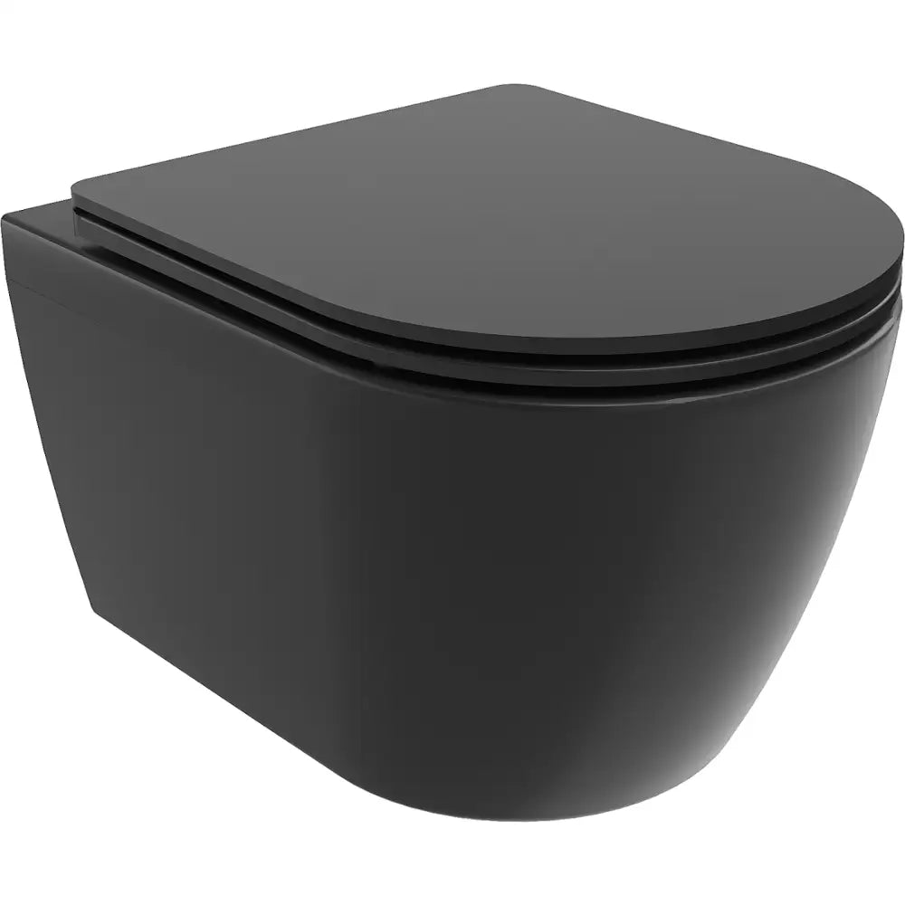 Mexen Carmen Toalettskål Rimless med Soft-close Sete Slim Duroplast Matt Svart