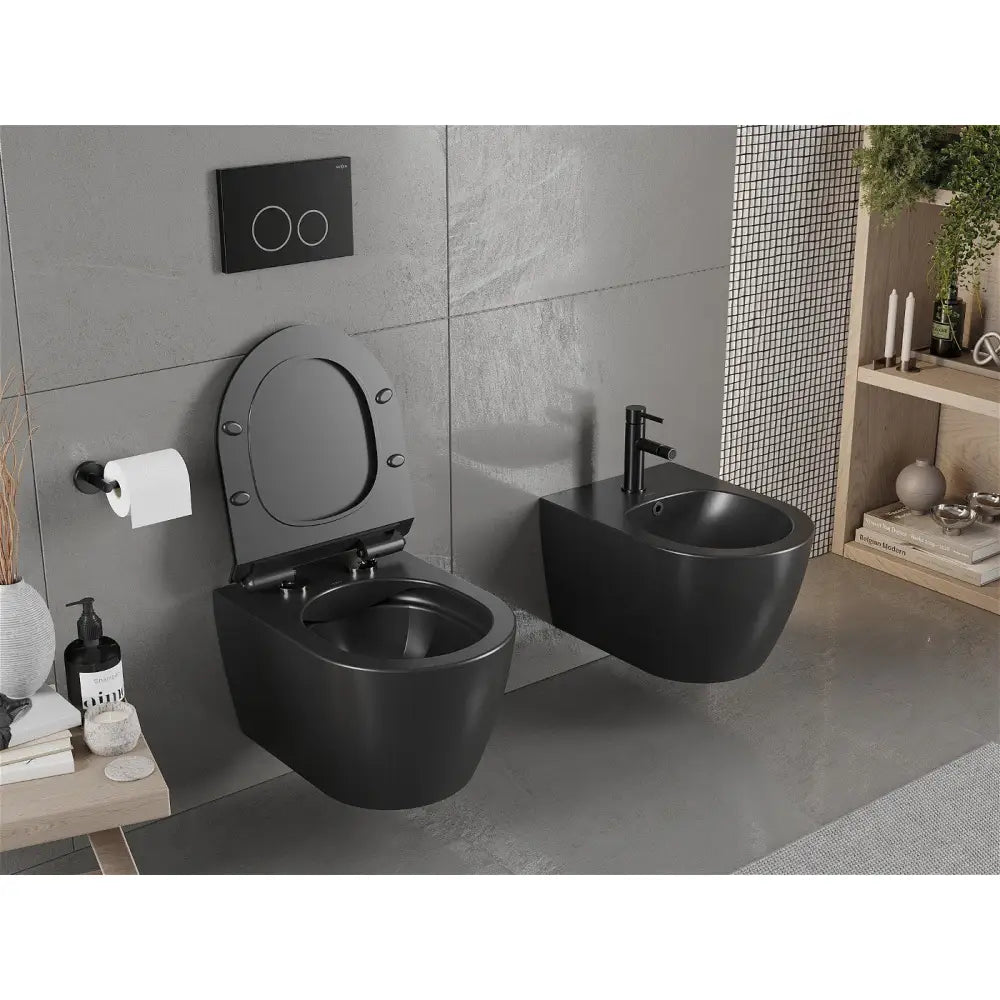 Mexen Carmen Toalettskål Rimless med Soft-close Slim Sete Duroplast Matt Svart