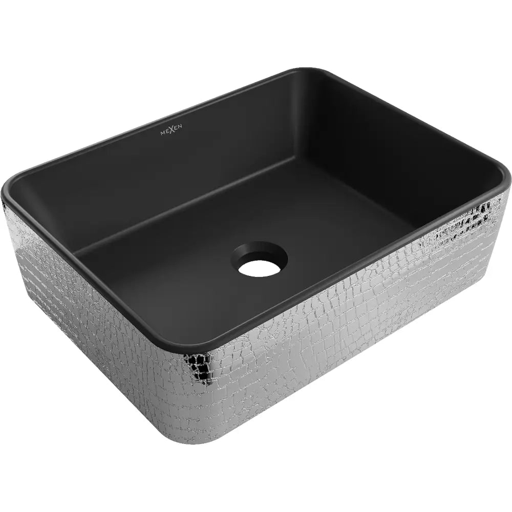 Mexen Catia Servant for Montering på Benkeplate 48x37 Cm Matt Svart/sølv Fiskeskjærmønster