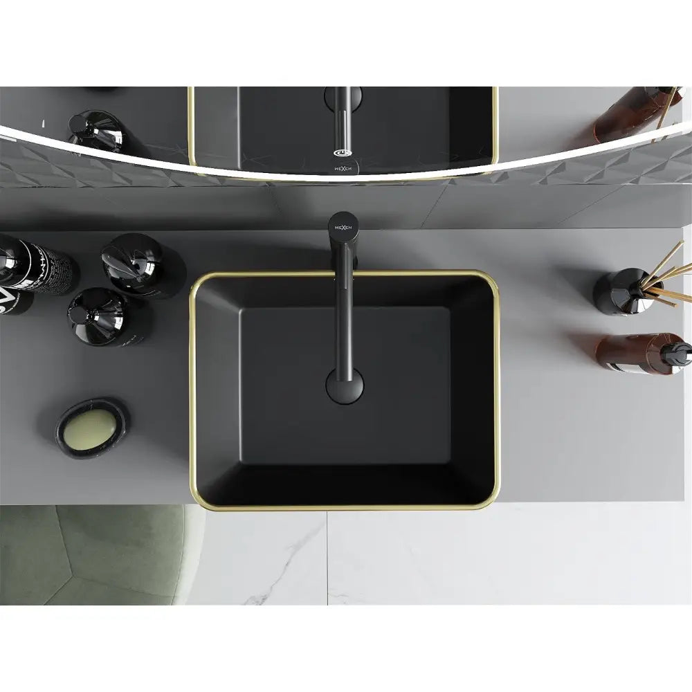 Mexen Catia Servant for Pålegg 48x37 Cm Matt Svart/gull Rutemønster