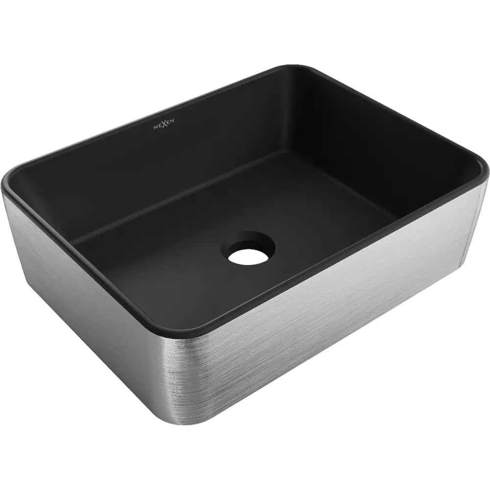 Mexen Catia Servant til Benkeplate 48x37 Cm Matt Sort/sølv Linjemønster