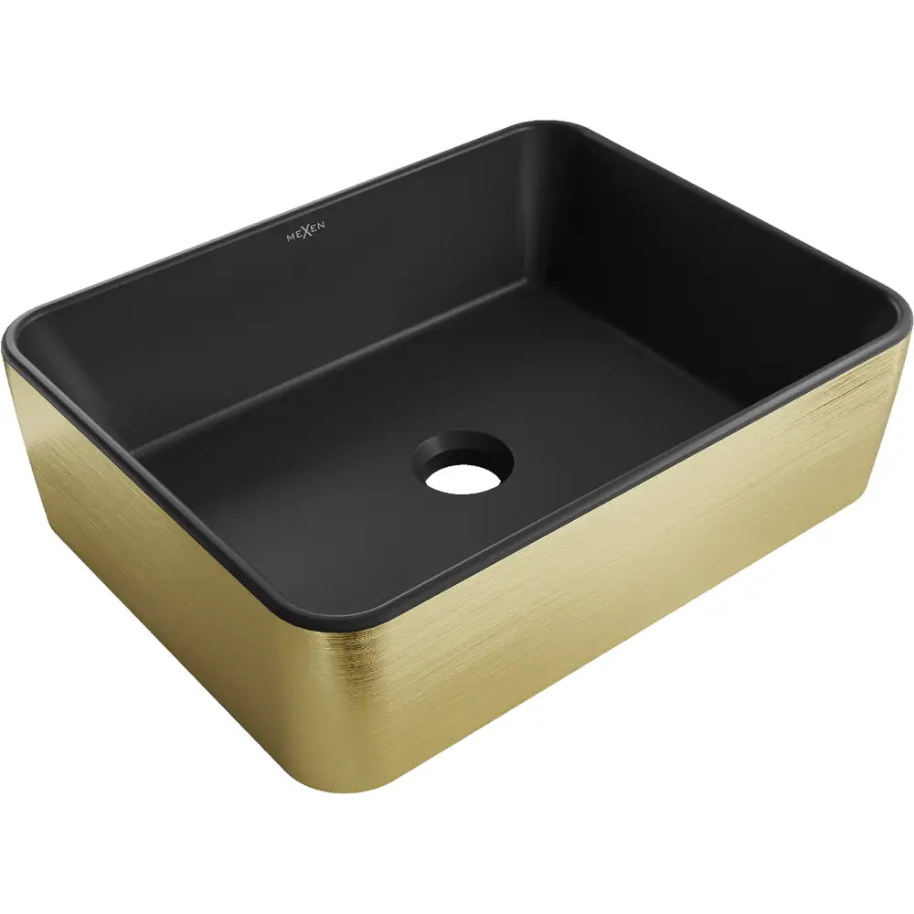 Mexen Catia Servant til Påmontering 48x37 Cm Matt Svart/gull Linjemønster