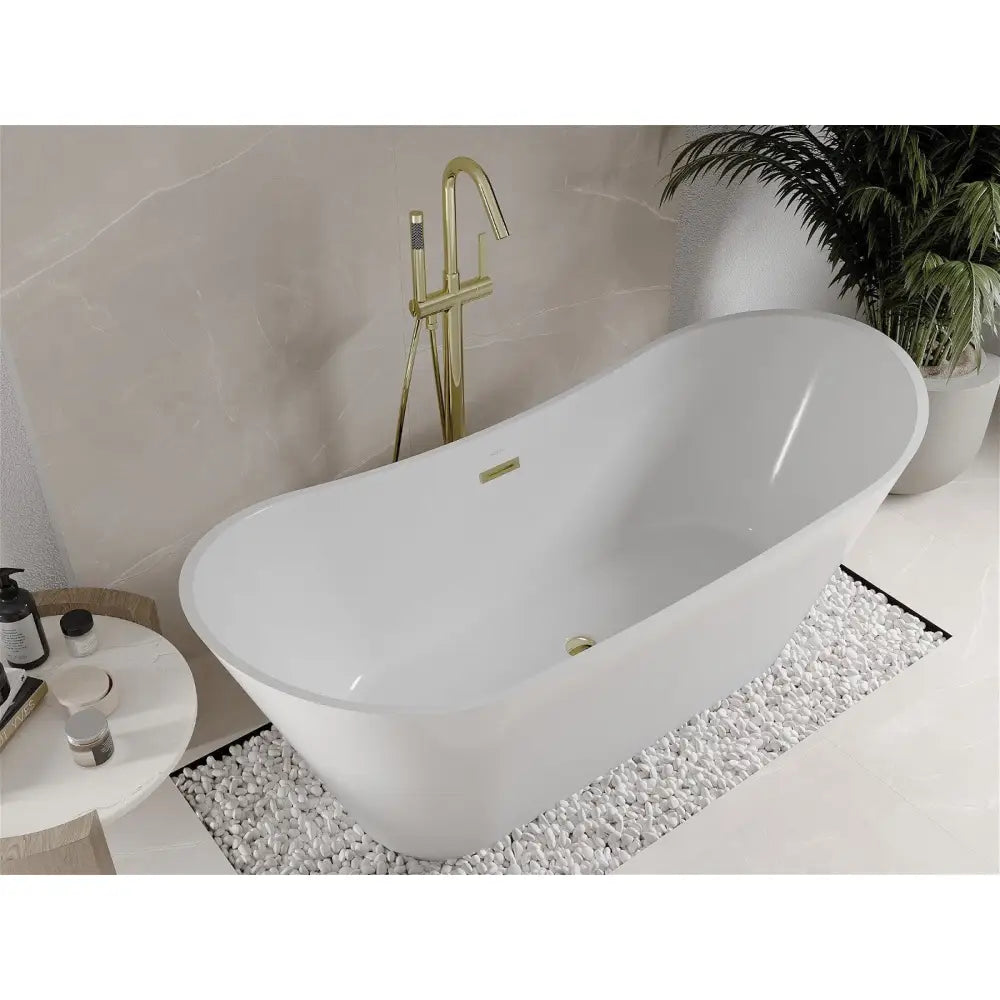 Mexen Celia Frittstående Badekar 170x75 Cm Hvit med Gullfarget Overløp - 52331707500-g