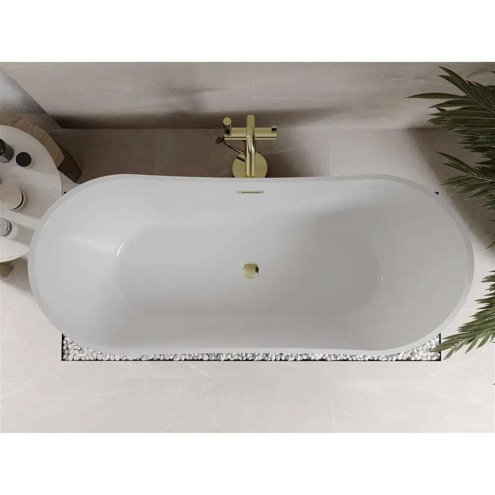Mexen Celia Frittstående Badekar 170x75 Cm Hvit med Gullfarget Overløp - 52331707500-g