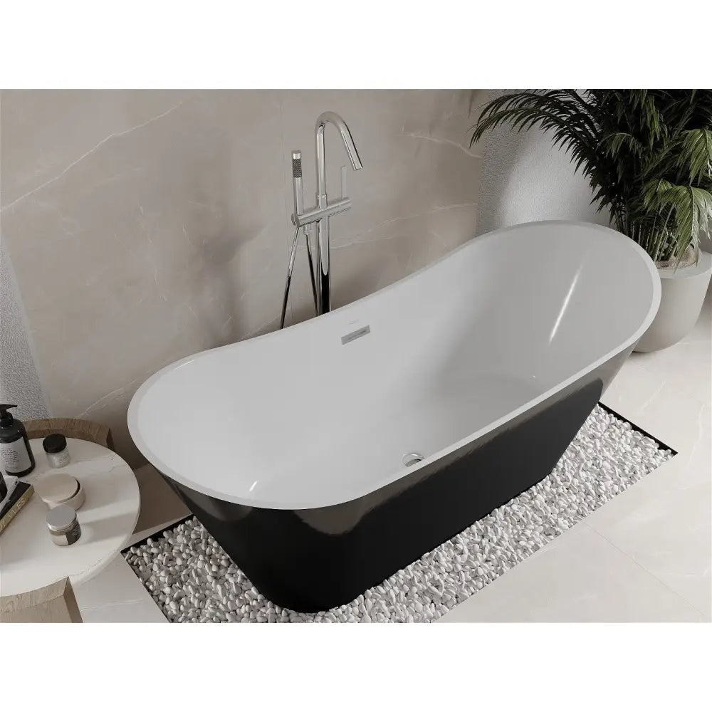 Mexen Celia Frittstående Badekar 170x75 Cm Hvit/svart Overløp Krom