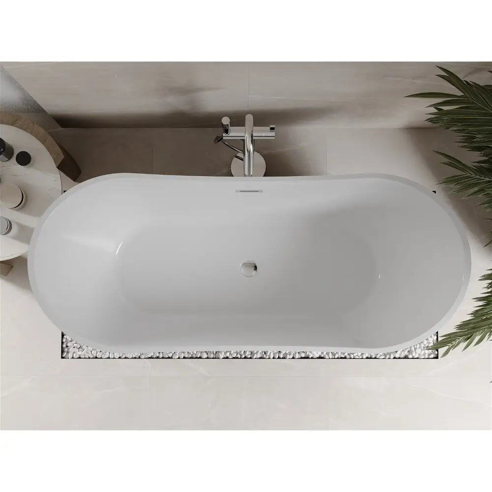 Mexen Celia Frittstående Badekar 170x75 Cm Hvit/svart Overløp Krom