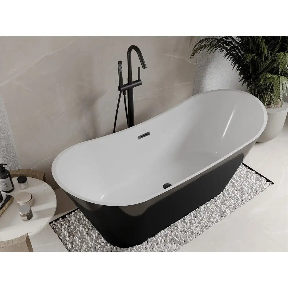 Mexen Celia Frittstående Badekar 170x75 Cm Hvit/svart Overløp Svart - 52331707575-b