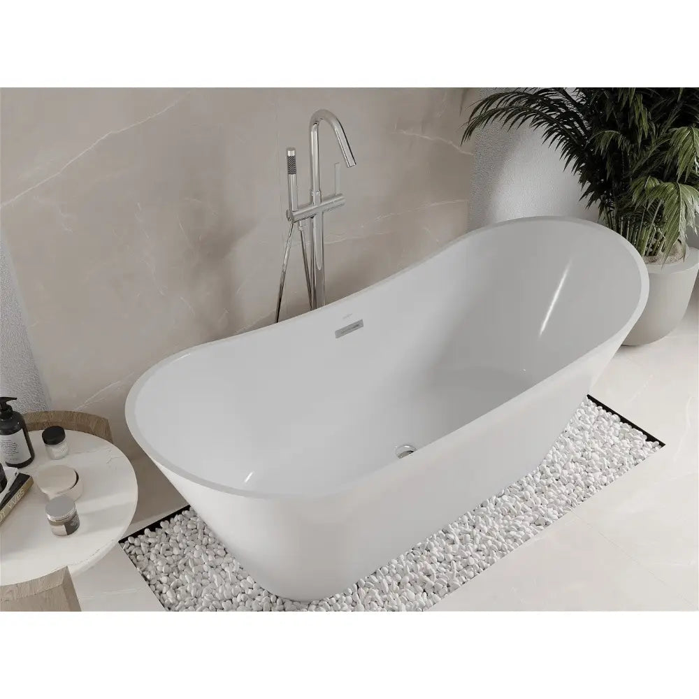 Mexen Celia Frittstående Badekar 170x75 Cm Hvitt Overløp Krom