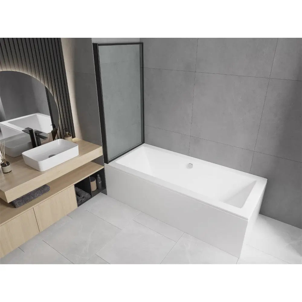 Mexen Cube Rektangulært Badekar 170x80 Cm med Kabinett og Enkeltdørs 80 Cm Skjerm Svart Mønster - 550517080x