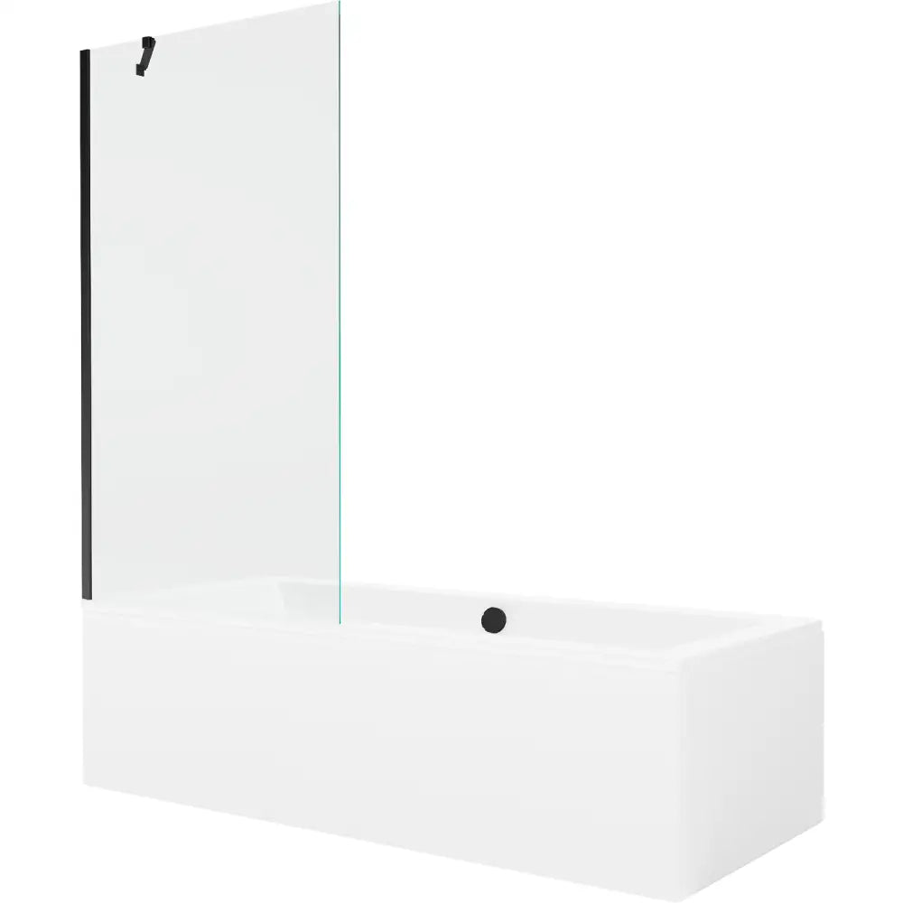 Mexen Cube Rektangulært Badekar 170x80 Cm med Kabinett og Enkeltfløyet Dusjvegg 90 Cm Gjennomsiktig Svart - 550517080x