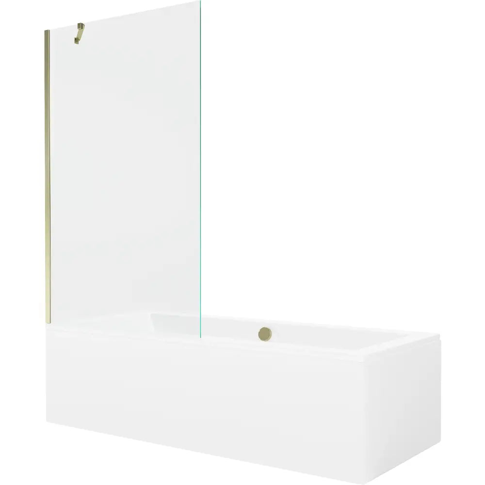 Mexen Cube Rektangulært Badekar 170x80 Cm med Kabinett og Enkeltvinget Dusjdør 100 Cm Transparent Gull - 550517080x
