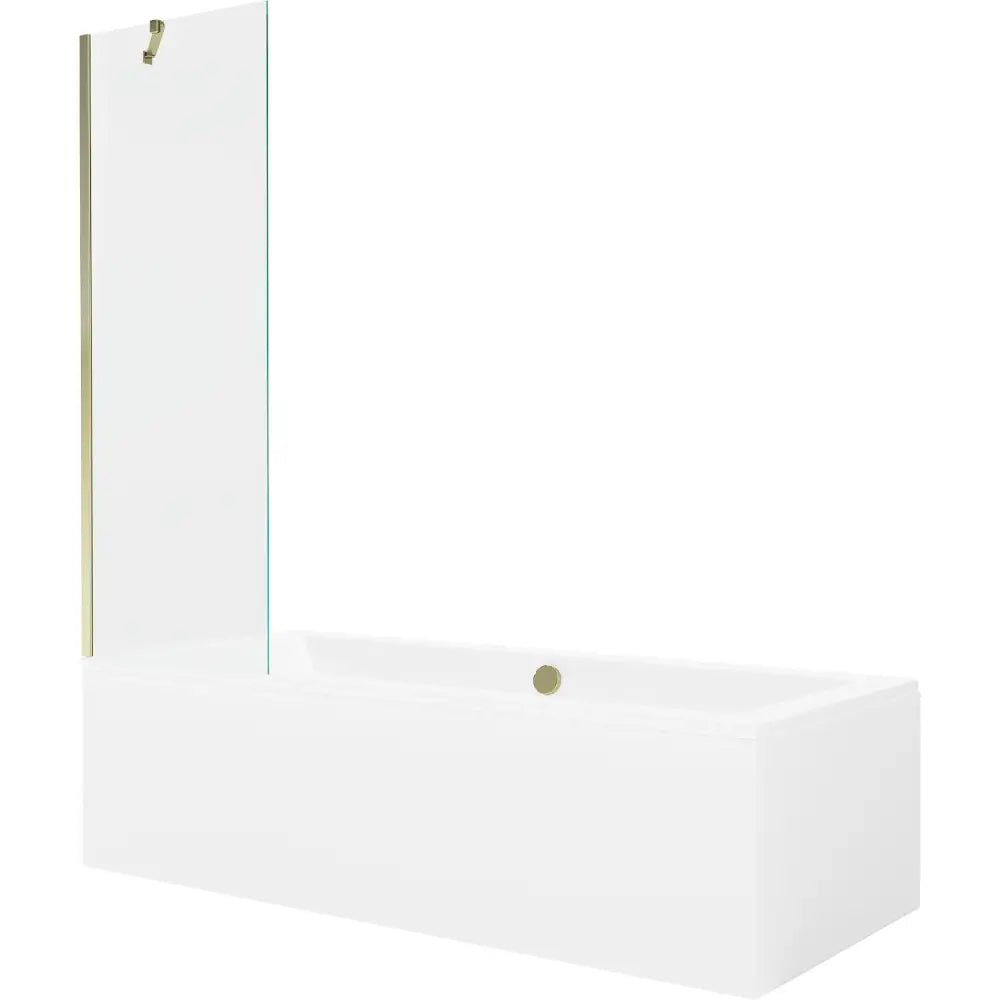 Mexen Cube Rektangulært Badekar 170x80 Cm med Kabinett og Enkeltfløyet 60 Cm Dusjvegg Gjennomsiktig Gull - 550517080x