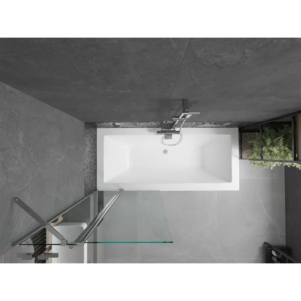 Mexen Cube Rektangulært Badekar 170x80 Cm med Kabinett og 1-delt Dusjdør 80 Cm Gjennomsiktig Krom - 550517080x