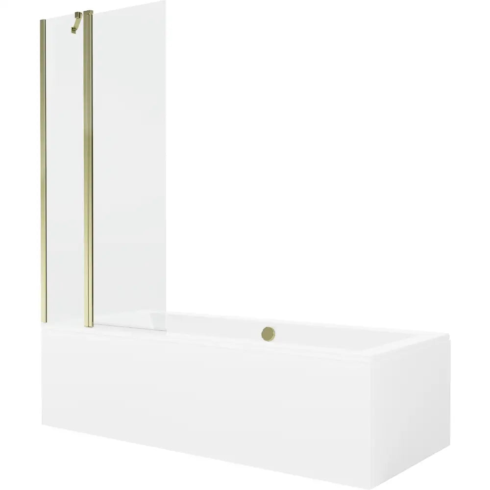 Mexen Cube Rektangulært Badekar 170x80 Cm med Kabinett og 1-dørs Skjerm 80 Cm Gjennomsiktig Gull - 550517080x