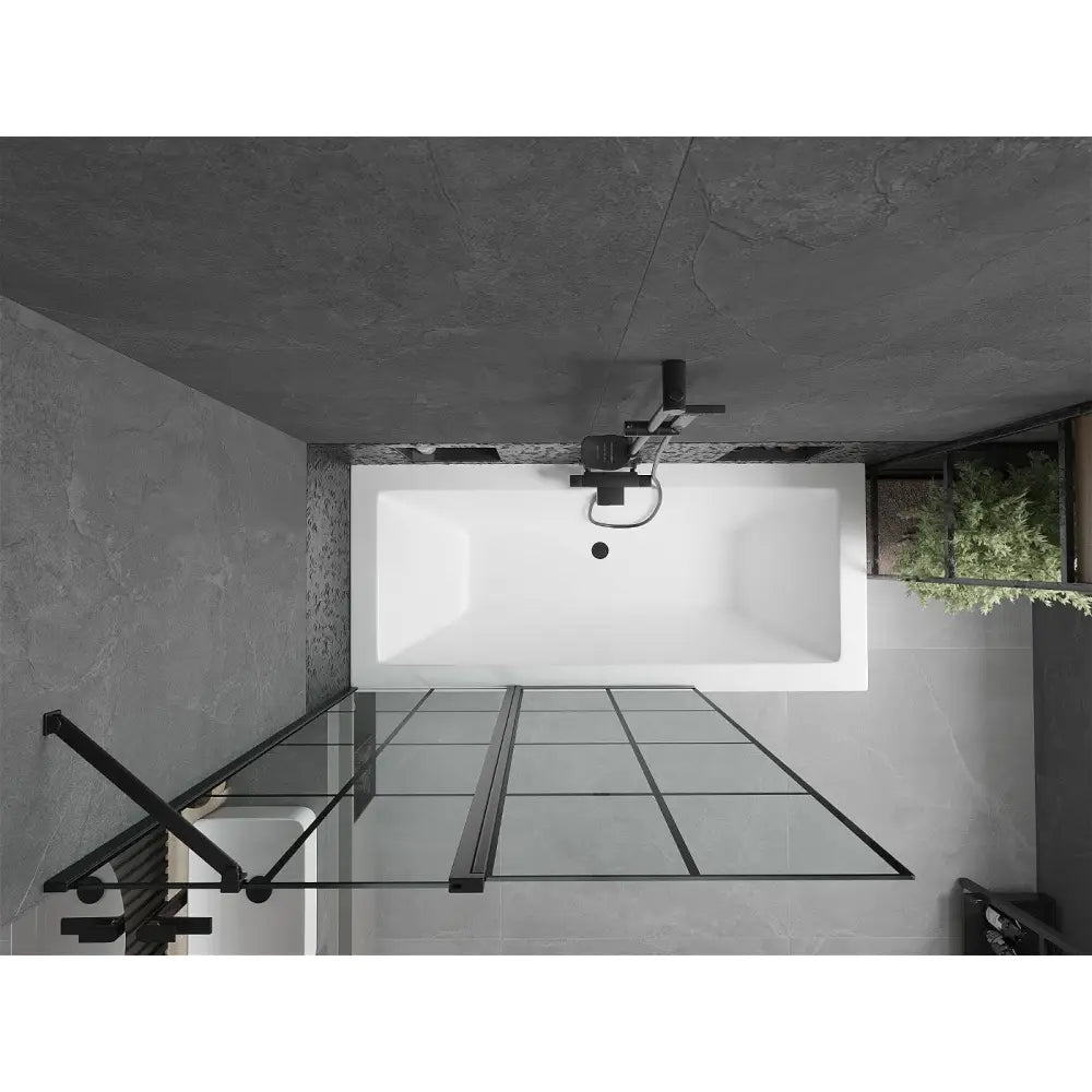 Mexen Cube Rektangulært Badekar 170x80 Cm med Kabinett og 1-dørs Skjerm 120 Cm Svart Mønster - 550517080x