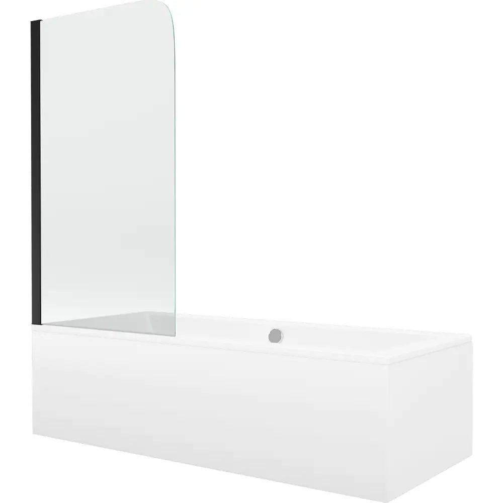 Mexen Cube Rektangulært Badekar 170x80 Cm med Kabinett og 1-dørs Skjerm 70 Cm Gjennomsiktig Svart - 550517080x