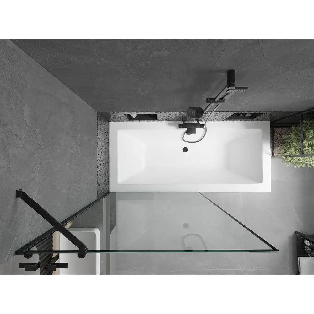 Mexen Cube Rektangulært Badekar 170x80 Cm med Kabinett og 1-dørs Skjermvegg 100 Cm Svart Mønster - 550517080x