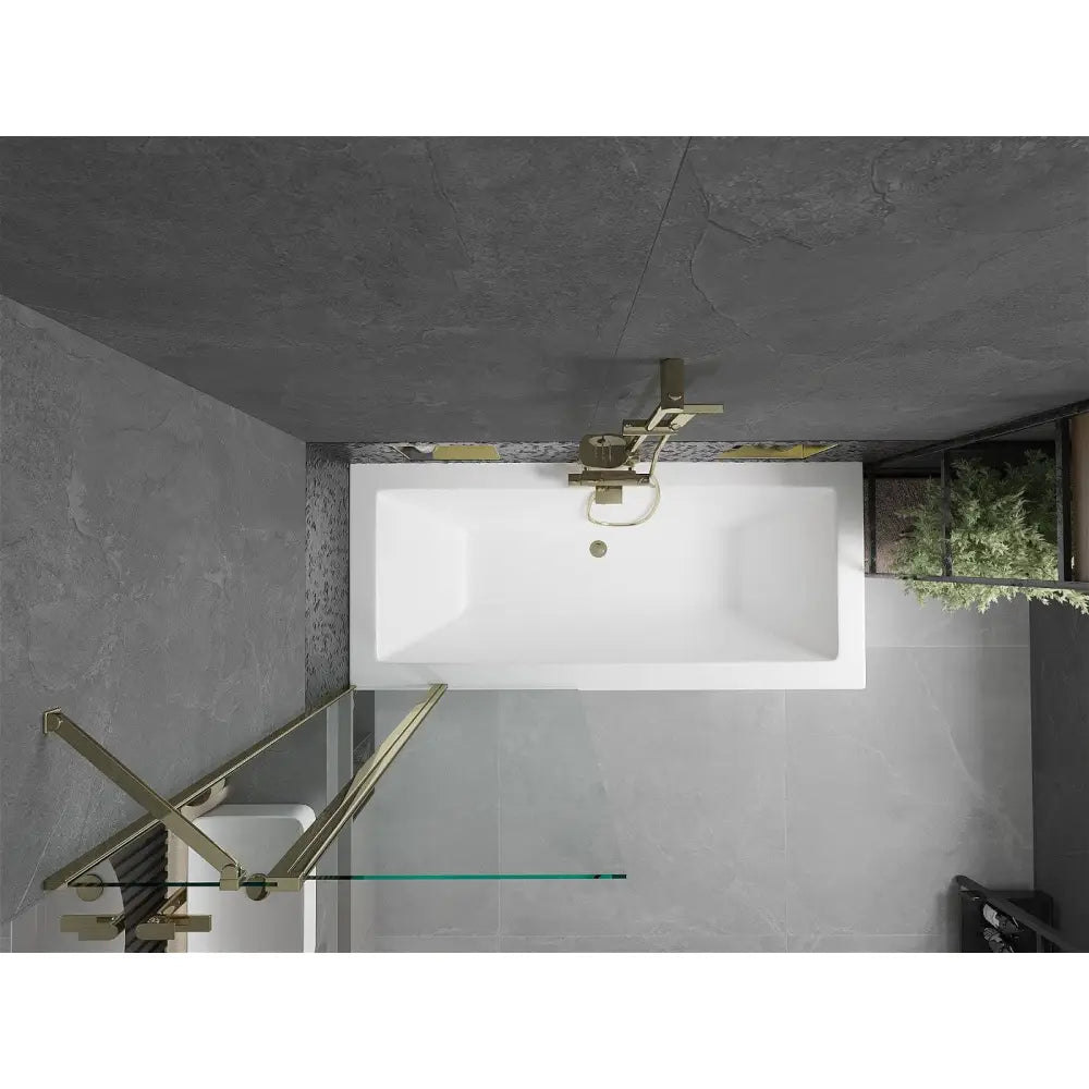 Mexen Cube Rektangulært Badekar 170x80 Cm med Kabinett og 1-dørs Skjerm 80 Cm Gjennomsiktig Gull - 550517080x