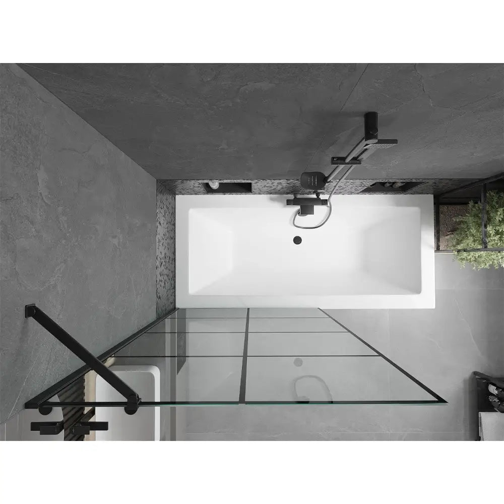 Mexen Cube Rektangulært Badekar 170x80 Cm med Kabinett og 1-dørs Skjerm 100 Cm Svart Mønster - 550517080x