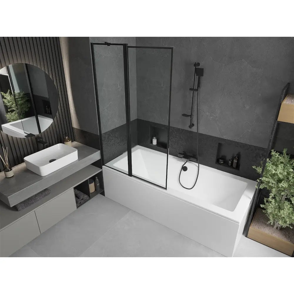 Mexen Cube Rektangulært Badekar 170x80 Cm med Kabinett og 1-dørs Skjermbrett 100 Cm Svart Design - 550517080x