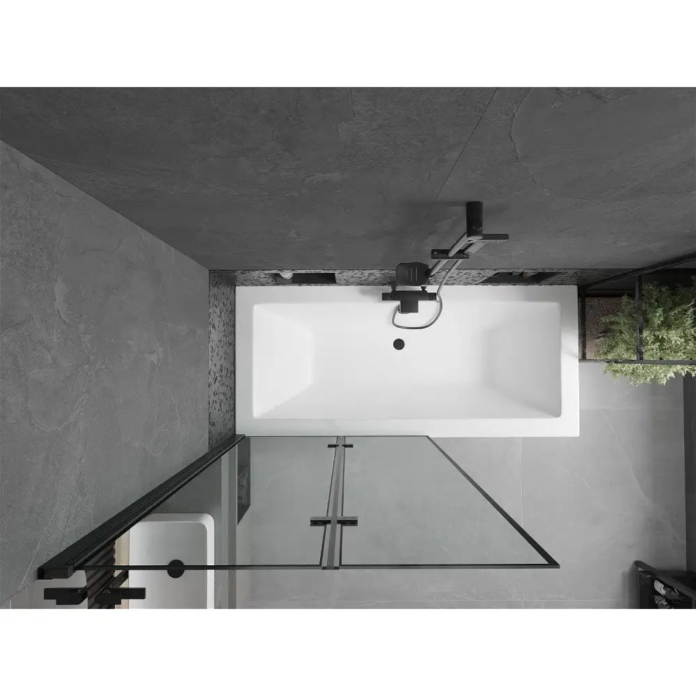 Mexen Cube Rektangulært Badekar 170x80 Cm med Kabinett og 2-delt Dusjvegg 100 Cm Svart Mønster - 550517080x