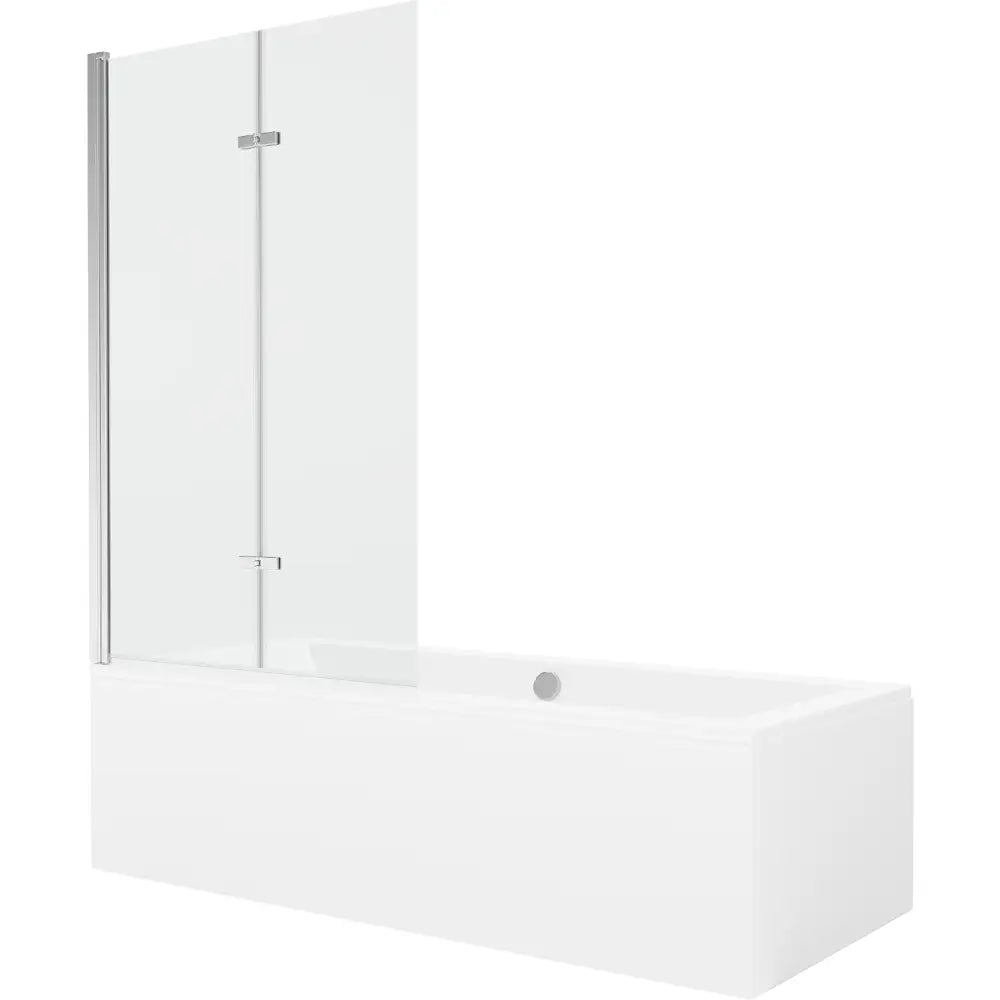 Mexen Cube Rektangulært Badekar 170x80 Cm med Kabinett og 2-delt Dusjskjerm 100 Cm Gjennomsiktig Krom - 550517080x