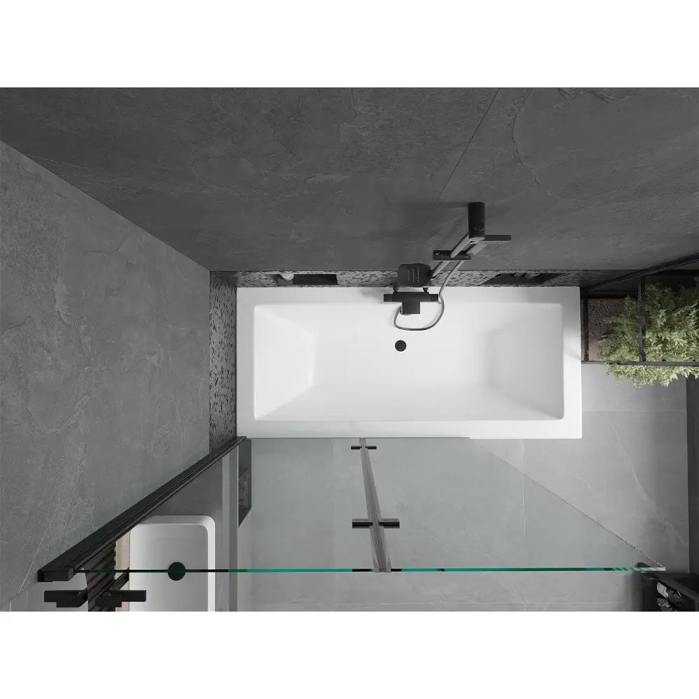 Mexen Cube Rektangulært Badekar 170x80 Cm med Kabinett og 2-delt Dusjvegg 120 Cm Gjennomsiktig Svart - 550517080x
