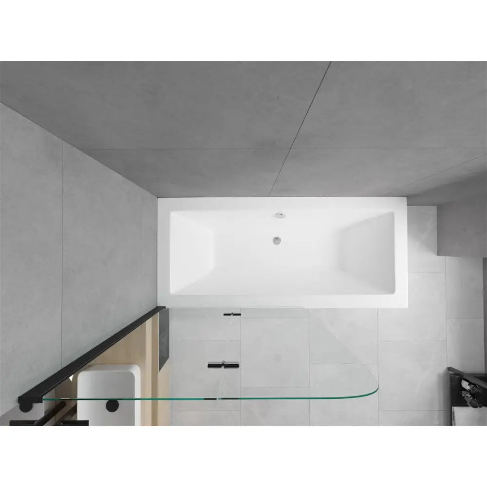 Mexen Cube Rektangulært Badekar 170x80 Cm med Kabinett og 2-delt Dusjvegg 100 Cm Gjennomsiktig Svart - 550517080x