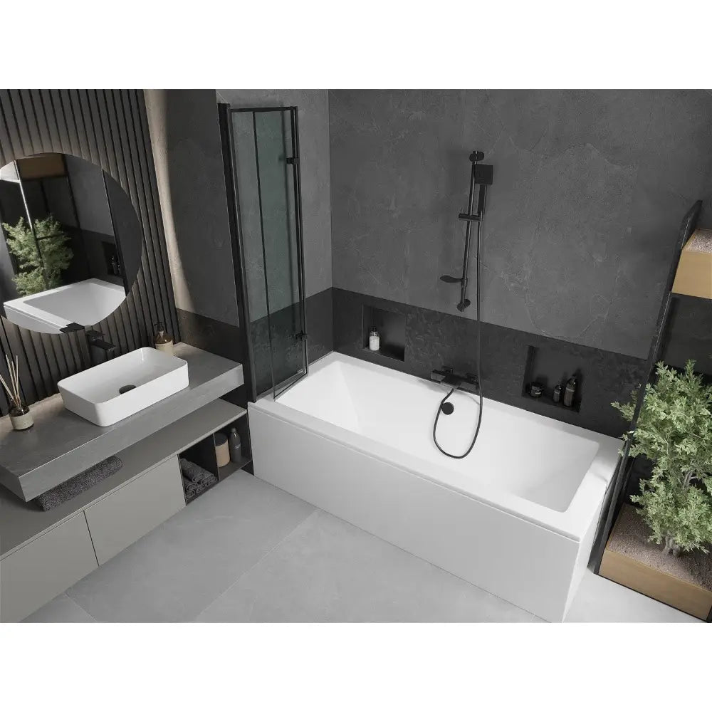 Mexen Cube Rektangulært Badekar 170x80 Cm med Kabinett og 2-delt Skyvedør 80 Cm Svart Mønster - 550517080x