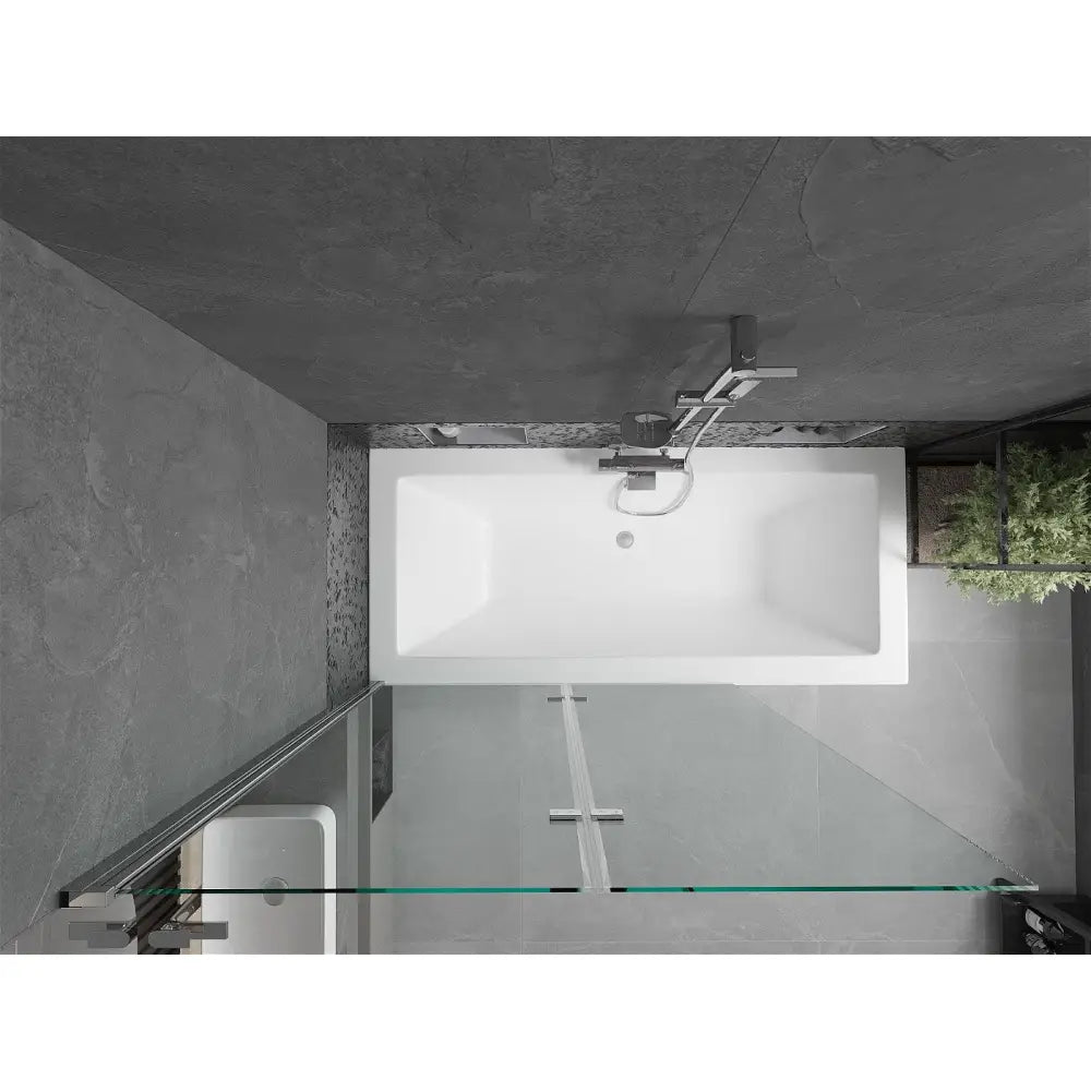 Mexen Cube Rektangulært Badekar 170x80 Cm med Kabinett og 2-delt Dusjvegg 120 Cm Gjennomsiktig Krom - 550517080x