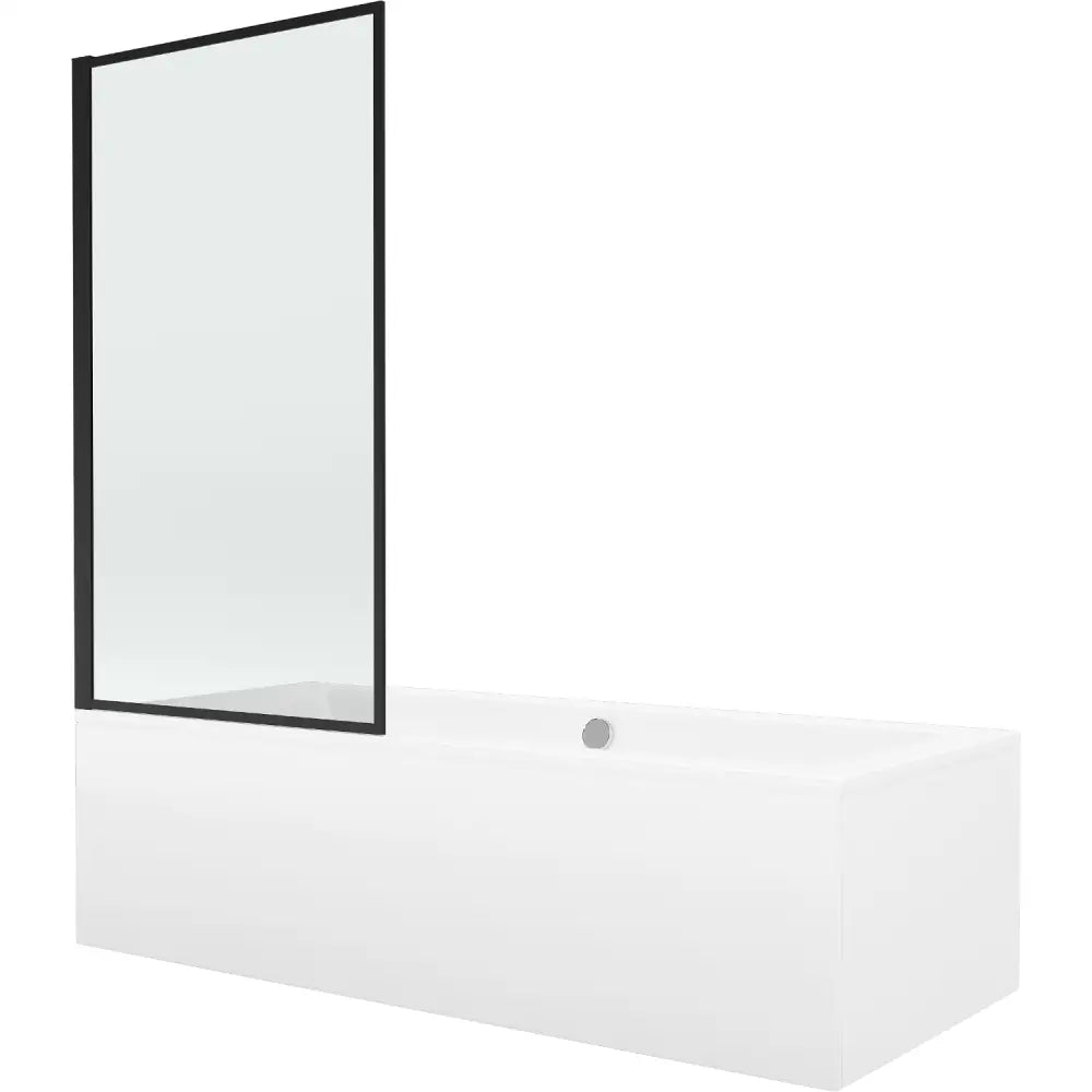 Mexen Cube Rektangulært Badekar 170x80 Cm med Kabinett og Enkelt 70 Cm Dusjdør Svart Design - 550517080x