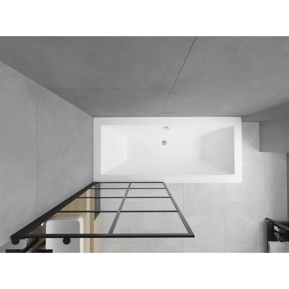 Mexen Cube Rektangulært Badekar 170x80 Cm med Kappe og 1-dørs 70 Cm Skjermvegg Svart Mønster - 550517080x