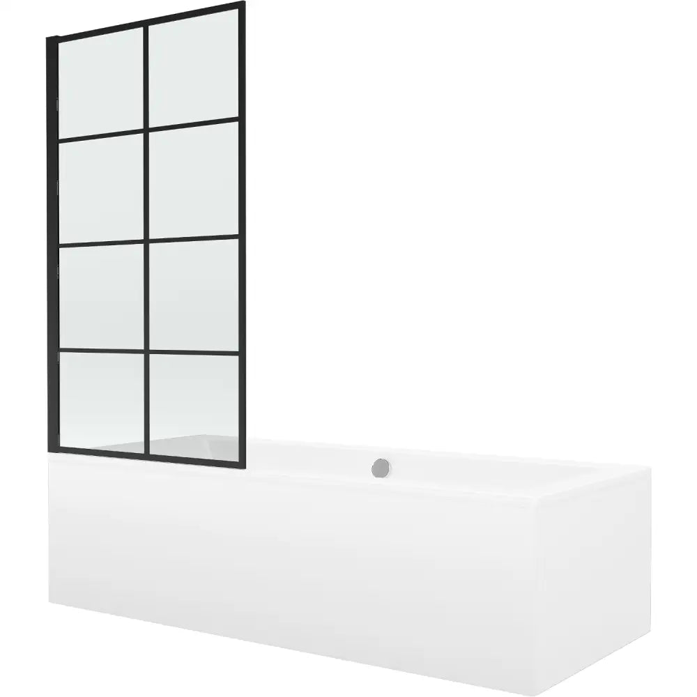 Mexen Cube Rektangulært Badekar 170x80 Cm med Kappe og 1-dørs 70 Cm Skjermvegg Svart Mønster - 550517080x