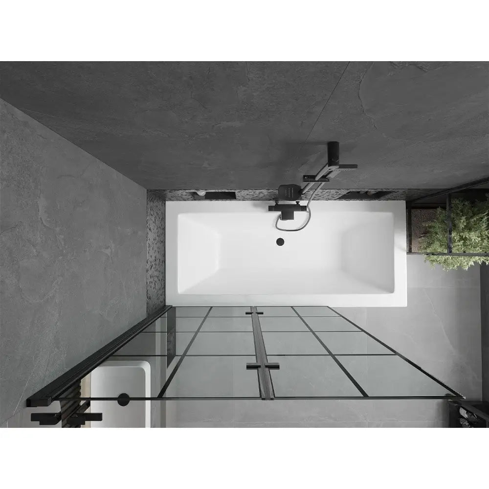 Mexen Cube Rektangulært Badekar 170x80 Cm med Kledning og 2-delt Skjermbrett 120 Cm Svart Mønster - 550517080x