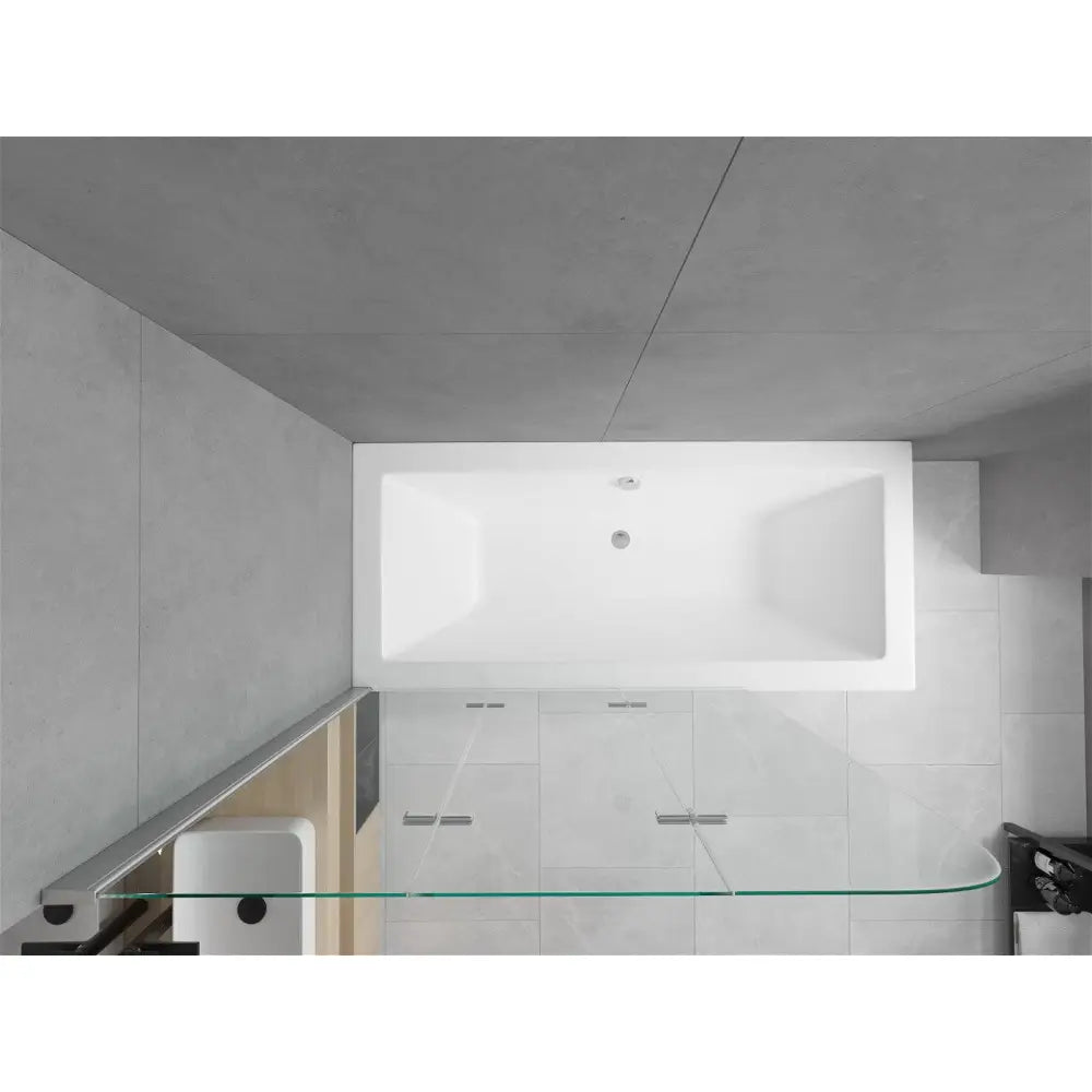 Mexen Cube Rektangulært Badekar 170x80 Cm med Kledning og 3-delt Skjermbrett 120 Cm Gjennomsiktig Krom - 550517080x